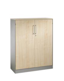 C+P Armoire à portes battantes Asisto, 3 hauteurs des classeurs, RAL9006 aluminium blanc/érable