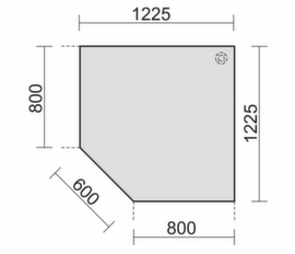 Gera Angle de liaison anguleux Pro 90° pour piètement en C, largeur x profondeur 1225 x 1225 mm, plaque graphite