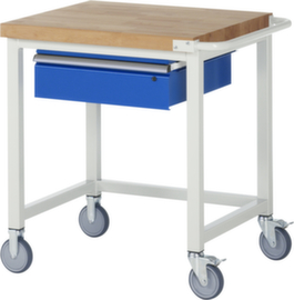 RAU Établi mobile Serie 8000, 1 tiroir, 1 barre de poussée, RAL7035 gris clair/RAL5010 bleu gentiane