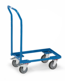 fetra Chariot avec barre de poussée ESD pour bac norme Europe, force 250 kg, plateau longueur x largeur 610 x 410 mm