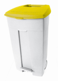 bac à déchets roulant Contiplast, 120 l, blanc, couvercle jaune