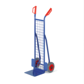 Rollcart diable d'empilage avec paroi arrière grillagée, force 200 kg, air bandage