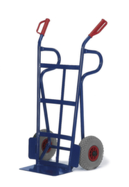 Rollcart diable de manutention avec paroi arrière courbée et lisses support, force 250 kg, air bandage