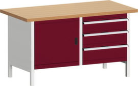 bott Bloc établi cubio, 3 tiroirs, 1 armoire, RAL7035 gris clair/RAL3004 rouge pourpre