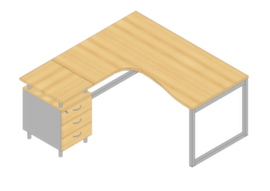 Quadrifoglio Ensemble de bureaux Practika avec 1 bureau, 1 caisson à poser
