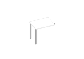 Quadrifoglio Table de rallonge Practika pour bureau avec piètement 4 pieds, largeur x profondeur 800 x 600 mm, plaque blanc