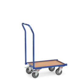 fetra Chariot avec barre de poussée ESD pour bac norme Europe, force 250 kg, plateau longueur x largeur 610 x 410 mm