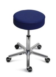 Tabouret pivotant hauteur réglable avec assise en similicuir, assise bleu, roulettes