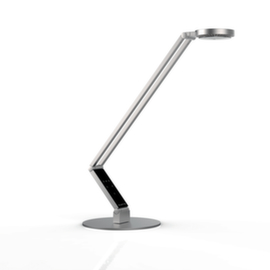 Luctra Lampe de bureau à DEL Radial Table Base avec lumière biologiquement active, lumière lumière blanc froid à blanc chaud biologiquement active, argent