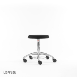 Löffler Tabouret pivotant Ergo avec piètement bombé, assise noir, roulettes