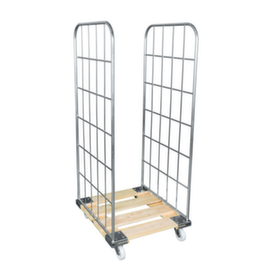 Bac sur roulettes avec plateforme en bois, force 500 kg, longueur x largeur 810 x 724 mm