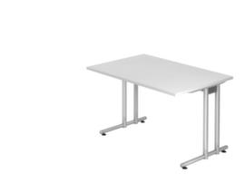 Bureau Terra Nova avec piètement en C, largeur x profondeur 1200 x 800 mm, plaque blanc