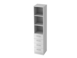 Etagère combinée Sina avec tiroirs, 3 compartiments de rayonnage, largeur 406 mm, blanc/blanc