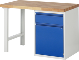 RAU Établi Basic avec soubassements, 1 tiroir, 1 armoire, RAL7035 gris clair/RAL5010 bleu gentiane