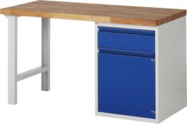 RAU Établi Basic avec soubassements, 1 tiroir, 1 armoire, RAL7035 gris clair/RAL5010 bleu gentiane