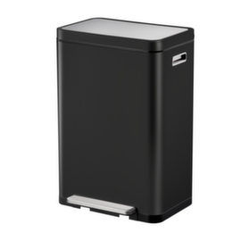 Poubelle à pédale antibactérienne en acier inoxydable EKO X-Cube, 45 l, noir mat