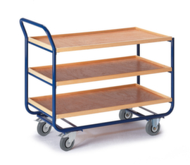 Rollcart Chariot à plateaux avec conteneurs en bois 775x475 mm, force 150 kg, 3 plateaux