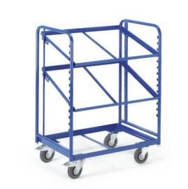 Rollcart Chariot à étagères pour bac norme Europe, force 200 kg, 3 plateaux