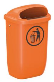 UDOB&Auml;R Poubelle Citymate pour l'ext&eacute;rieur, 50 l, pour fixation murale ou sur montants, orange