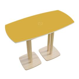 Paperflow Table haute en forme de fût Woody, largeur x profondeur 1140 x 750 mm, panneau jaune