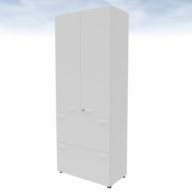 Quadrifoglio Armoire combinée T45 avec 2 tiroirs pour dossiers suspendus, 2 extensions, blanc/blanc