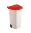 Rubbermaid Poubelle pour matières recyclables, 100 l, beige, couvercle rouge