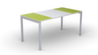 Ecrire le kitsch easyDesk en bicolore, piètement 4 pieds, largeur 1400 mm, vert/blanc/blanc