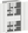 bott Armoire à panneaux perforés cubio avec cloison centrale, 4 tiroir(s)