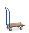 fetra Chariot avec barre de poussée ESD pour bac norme Europe, force 250 kg, plateau longueur x largeur 610 x 410 mm