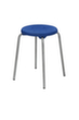 Tabouret empilable en acier inoxydable, assise bleu, pieds