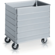 ZARGES Chariot conteneur W 182 en aluminium avec 4 parois pleines, plateau 700 x 560 mm, capacité 230 l