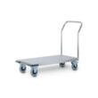 Hupfer Chariot avec barre de poussée en acier inoxydable, force 500 kg, plateau longueur x largeur 1200 x 600 mm