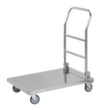 Chariot avec barre de poussée en acier inoxydable, force 100 kg, plateau longueur x largeur 820 x 520 mm