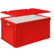 Bac gerbable norme Europe avec boîte isotherme, rouge, capacité 65 l, couvercle indépendant pour boîte isotherme