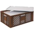 Bac gerbable norme Europe avec boîte isotherme, marron, capacité 43 l, couvercle indépendant pour boîte isotherme
