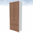 Quadrifoglio Armoire combinée T45 avec 2 tiroirs pour dossiers suspendus, 2 extensions, blanc/noyer