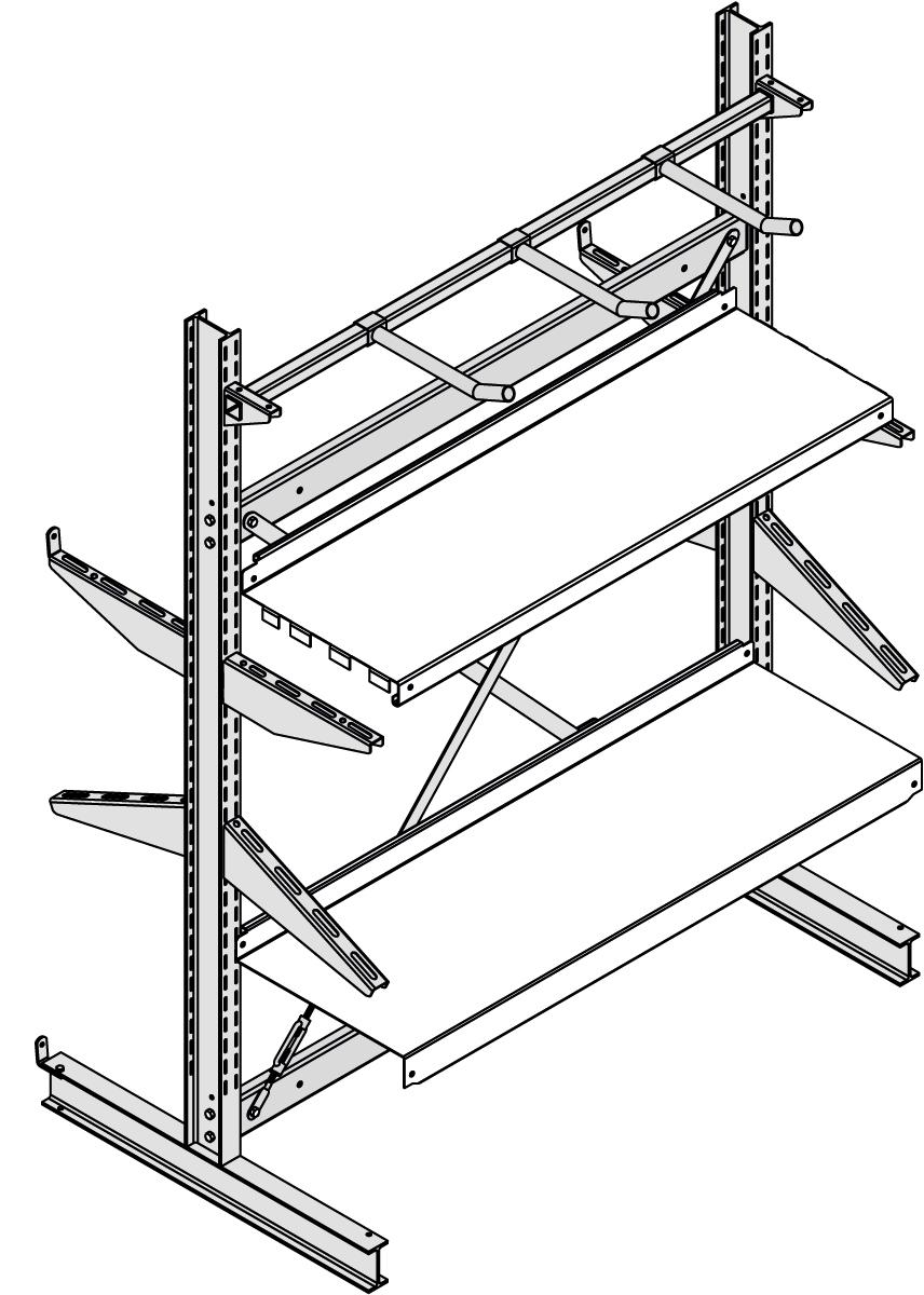 Suspension pour bras tubulaires en porte-à-faux pour rayonnage cantilever  ZOOM