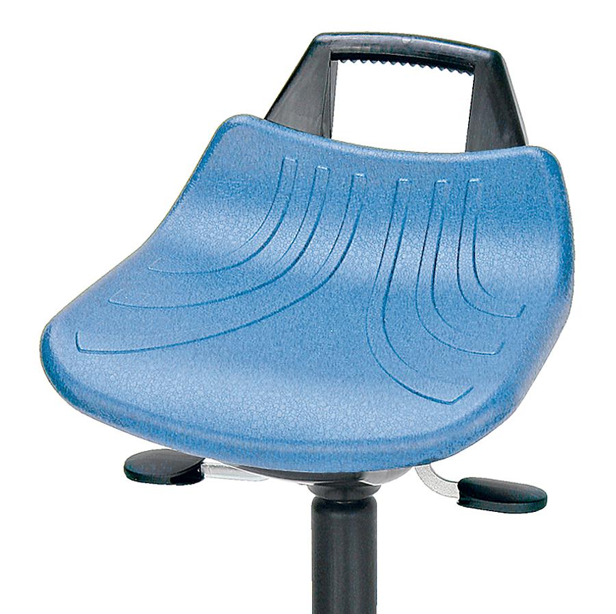 Tabouret pivotant, assise bleu, patins  ZOOM