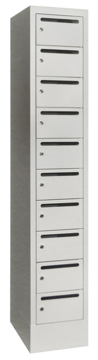 PAVOY Armoire de tri courrier Basis gris clair, 10 compartiments, RAL7035 gris clair/RAL7035 gris clair