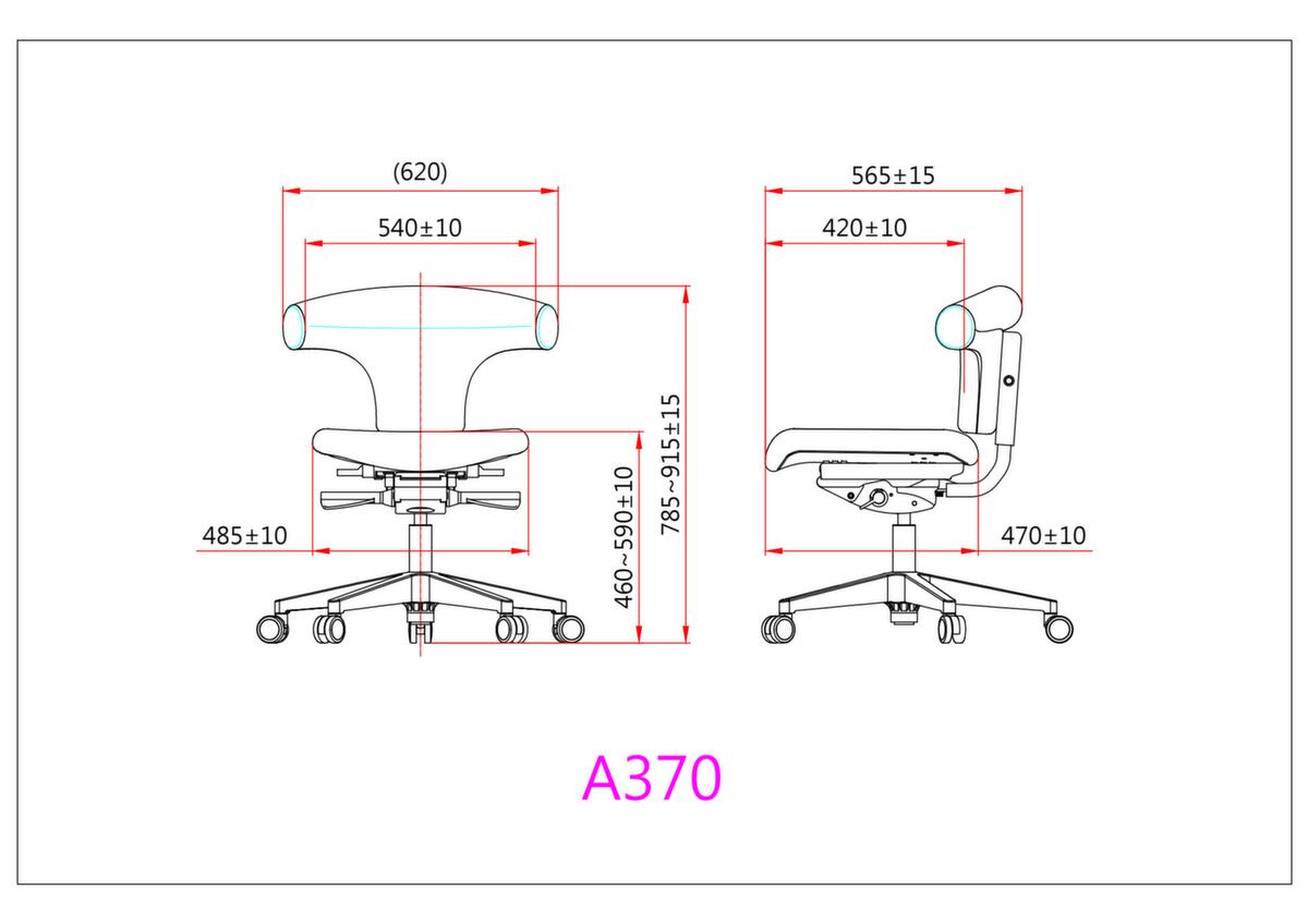 siège d’atelier pivotant A370 de forme triangulaire  ZOOM