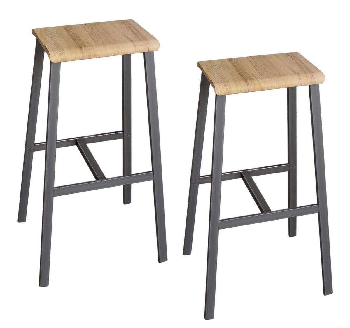 kit de tabouret de bar Industrial, assise nature, patins en feutre  ZOOM