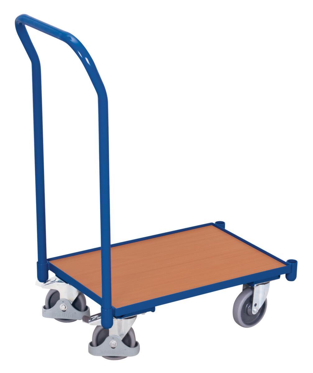 VARIOfit Chariot avec barre de poussée ESD pour bac norme Europe, force 250 kg, plateau longueur x largeur 610 x 415 mm