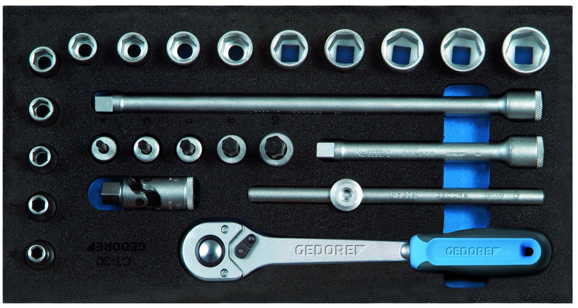 GEDORE 1500 CT1-30 Assortiment de clés à douilles 3/8" dans le module Check-Tool  ZOOM