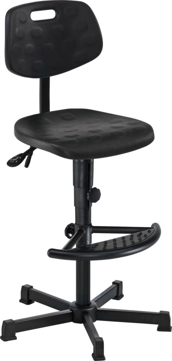 meychair Siège d'atelier pivotant Workster Light avec assise inclinable, assise mousse PU noir, avec patins  ZOOM