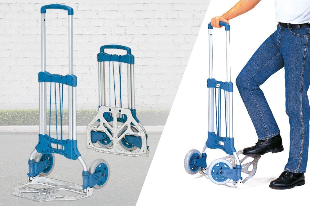 Klappkarre als flexible Transporthilfe für den Transport von Kisten und Paketen